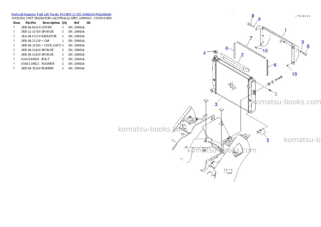 Komatsu FG18HT-21 S/N 208654-UP Parts catalog cover Page 6 Komatsu FG18HT-21 S/N 208654-UP Parts catalog cover Page 6