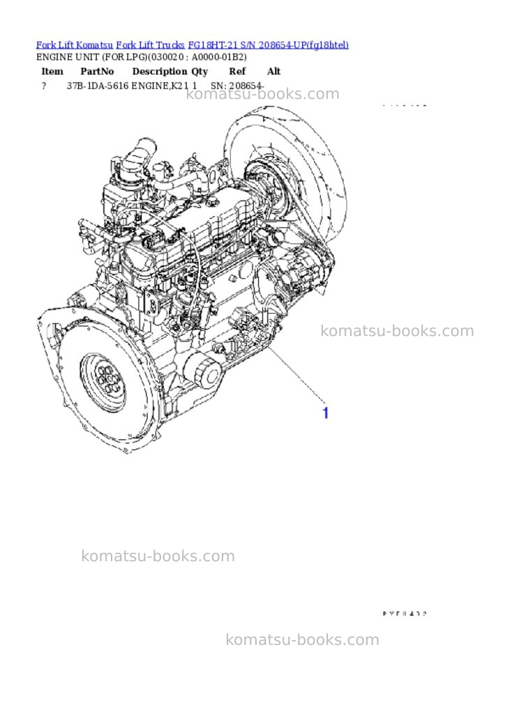 Komatsu FG18HT-21 S/N 208654-UP Parts catalog cover Komatsu FG18HT-21 S/N 208654-UP Parts catalog cover