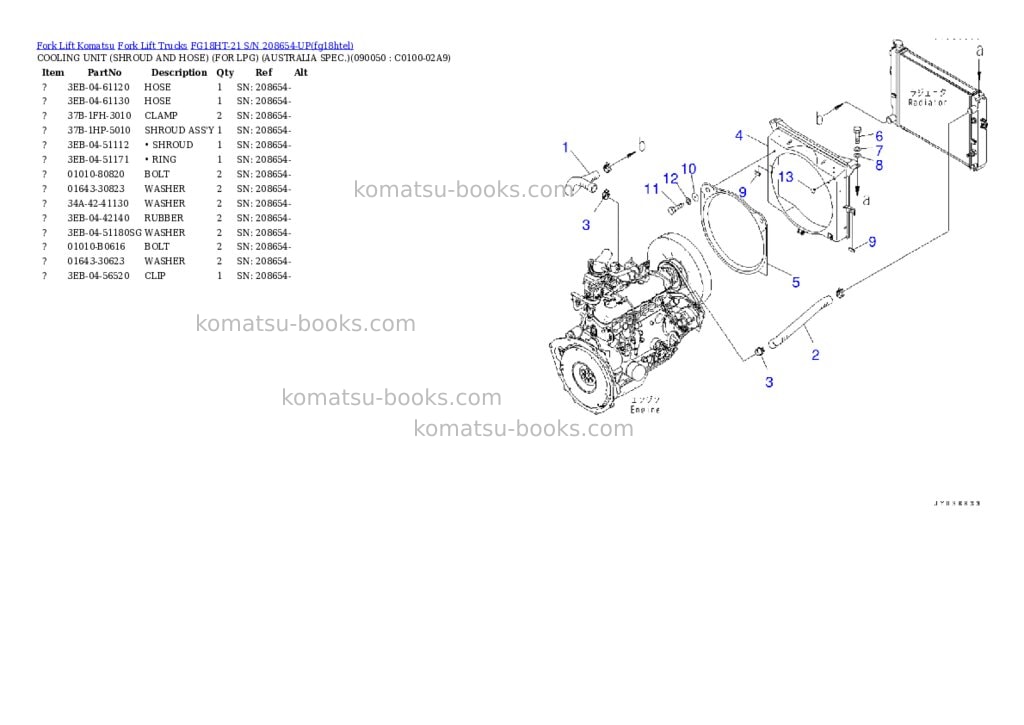Komatsu FG18HT-21 S/N 208654-UP Parts catalog cover Page 10 Komatsu FG18HT-21 S/N 208654-UP Parts catalog cover Page 10