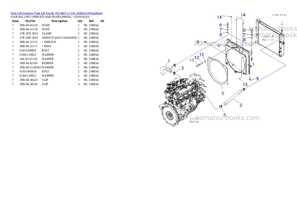 Komatsu FG18HT-21 S/N 208654-UP Parts catalog cover Page 7 Komatsu FG18HT-21 S/N 208654-UP Parts catalog cover Page 7