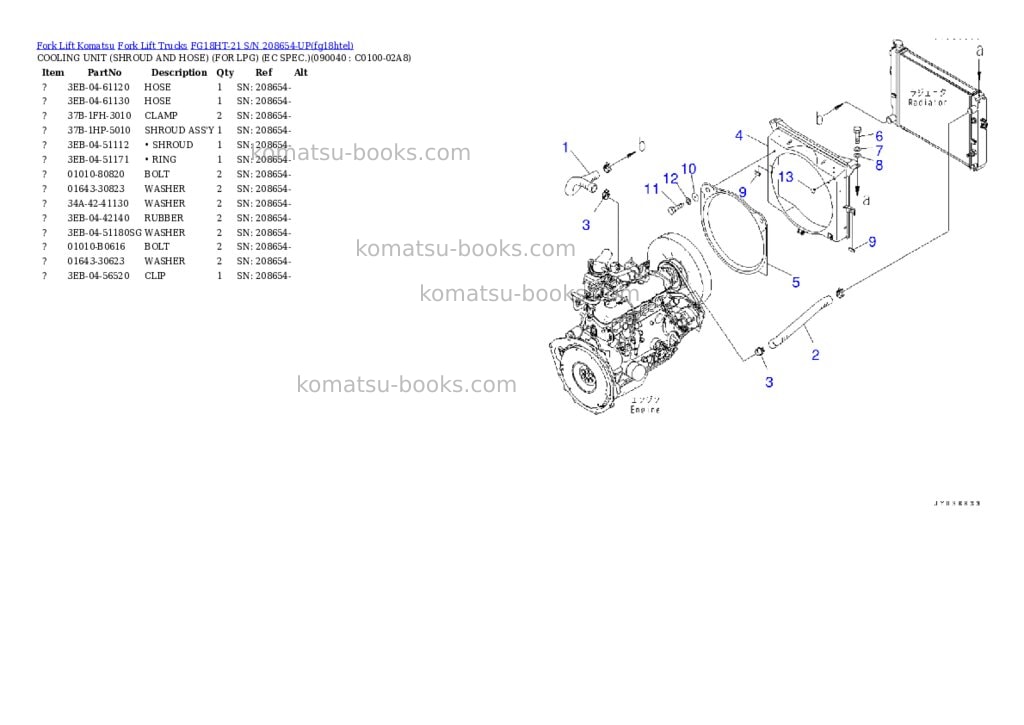 Komatsu FG18HT-21 S/N 208654-UP Parts catalog cover Page 9 Komatsu FG18HT-21 S/N 208654-UP Parts catalog cover Page 9
