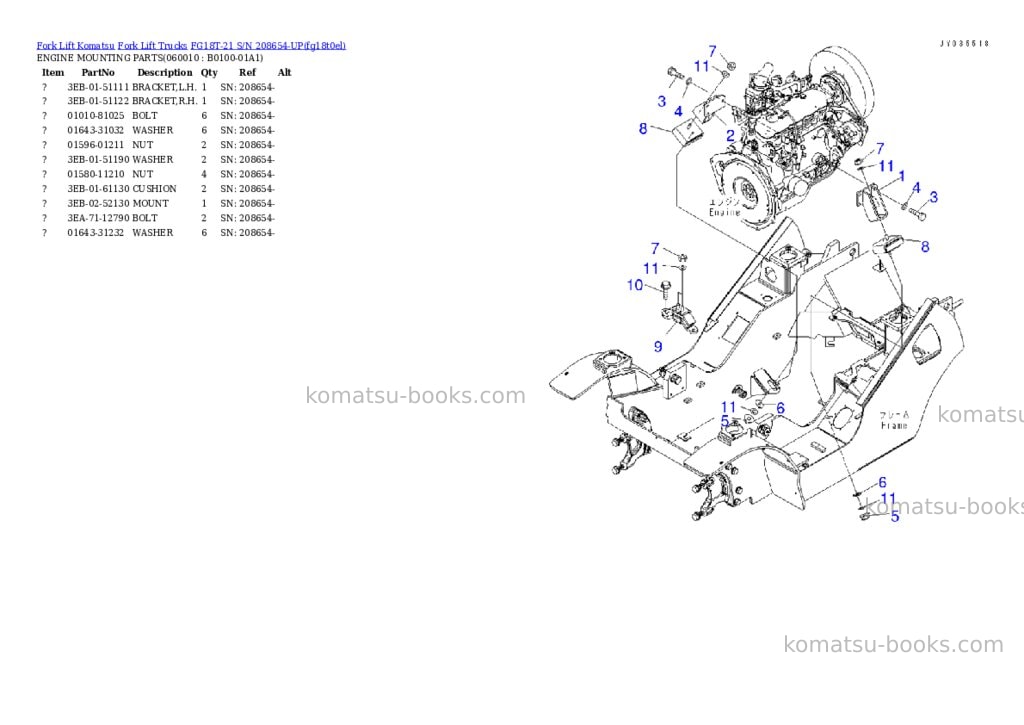 Komatsu FG18T-21 S/N 208654-UP Parts catalog cover Page 2 Komatsu FG18T-21 S/N 208654-UP Parts catalog cover Page 2