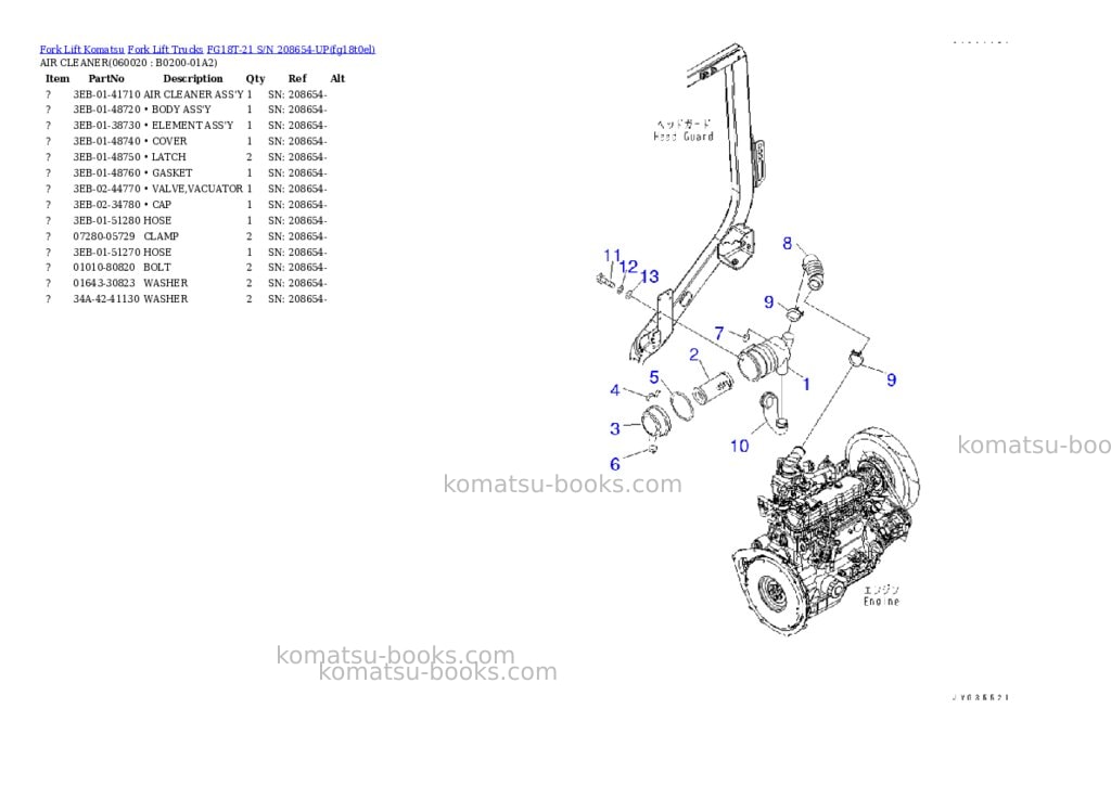 Komatsu FG18T-21 S/N 208654-UP Parts catalog cover Page 3 Komatsu FG18T-21 S/N 208654-UP Parts catalog cover Page 3