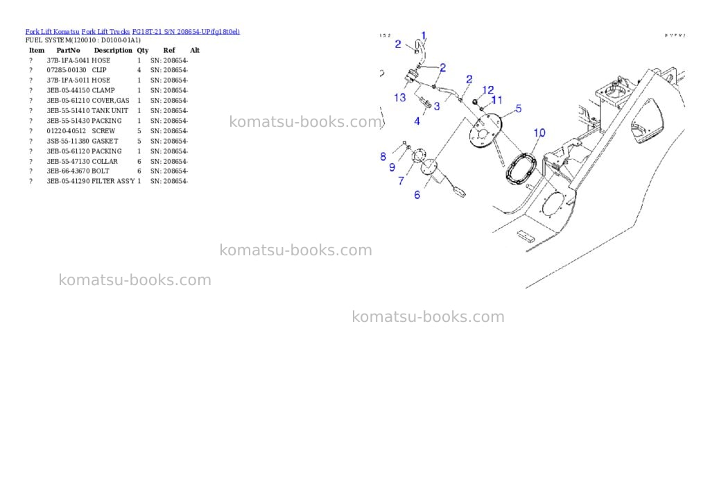 Komatsu FG18T-21 S/N 208654-UP Parts catalog cover Page 9 Komatsu FG18T-21 S/N 208654-UP Parts catalog cover Page 9
