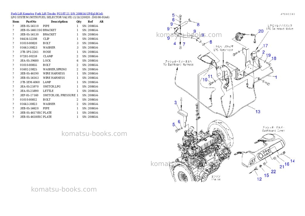 Komatsu FG18T-21 S/N 208654-UP Parts catalog cover Page 10 Komatsu FG18T-21 S/N 208654-UP Parts catalog cover Page 10