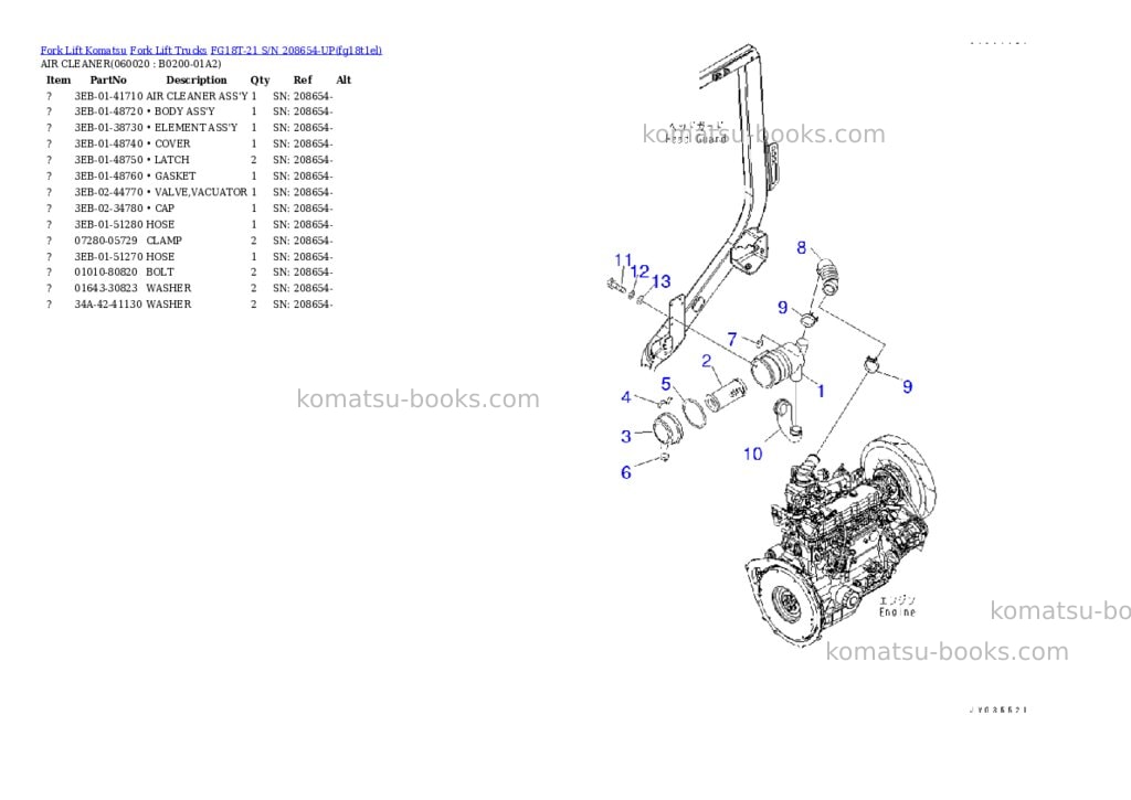 Komatsu FG18T-21 S/N 208654-UP Parts catalog cover Page 3 Komatsu FG18T-21 S/N 208654-UP Parts catalog cover Page 3