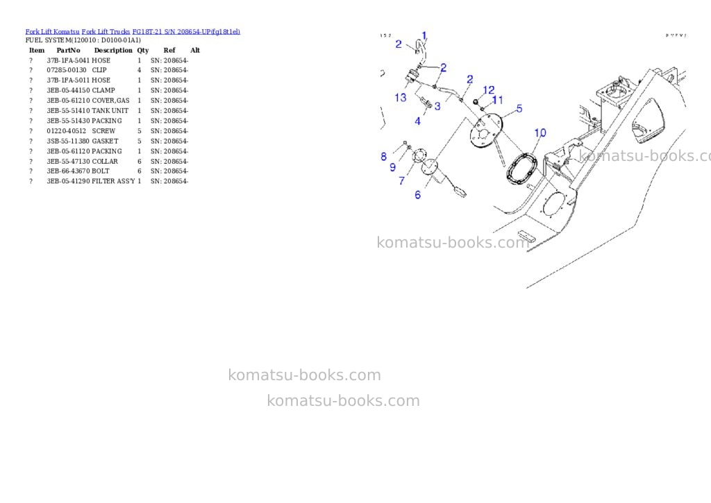 Komatsu FG18T-21 S/N 208654-UP Parts catalog cover Page 9 Komatsu FG18T-21 S/N 208654-UP Parts catalog cover Page 9