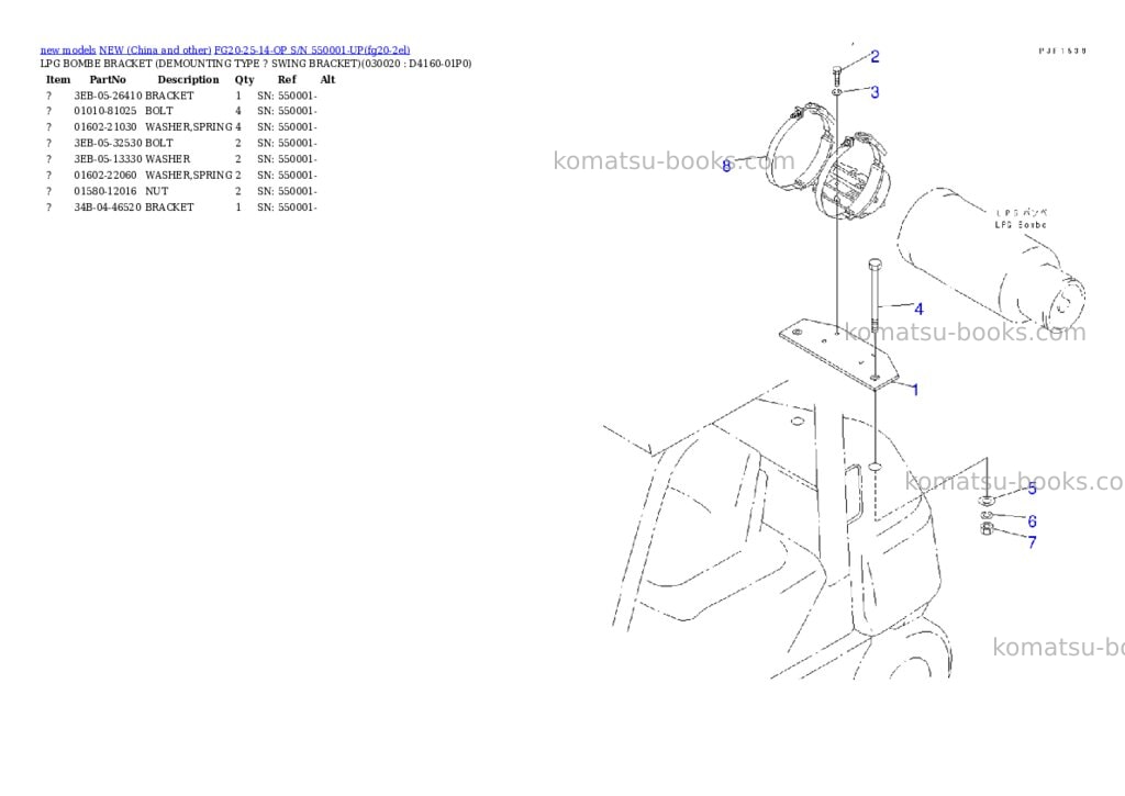 Komatsu fg20-25-14-op s/n 550001-up Parts catalog cover