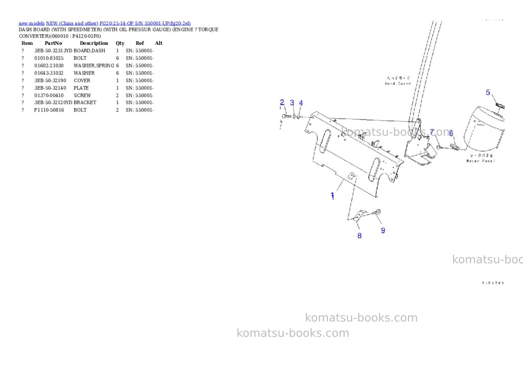 Komatsu fg20-25-14-op s/n 550001-up Parts catalog cover Page 3