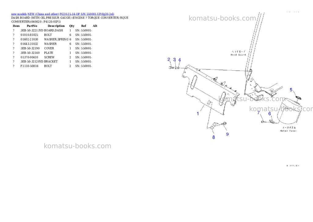 Komatsu fg20-25-14-op s/n 550001-up Parts catalog cover Page 4