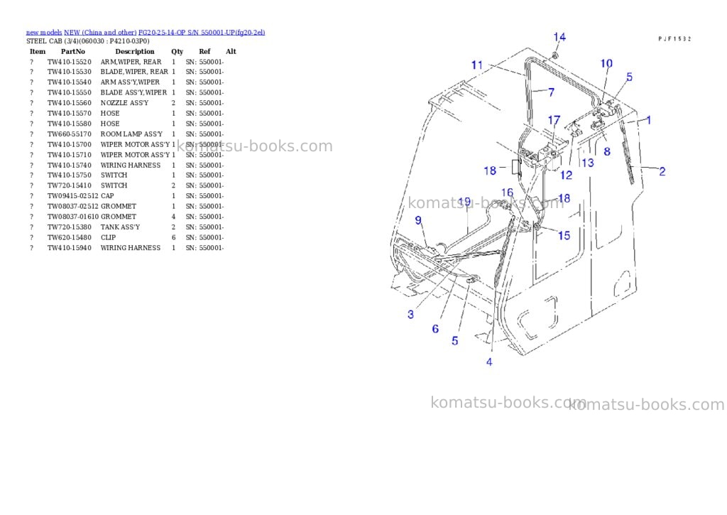 Komatsu fg20-25-14-op s/n 550001-up Parts catalog cover Page 5