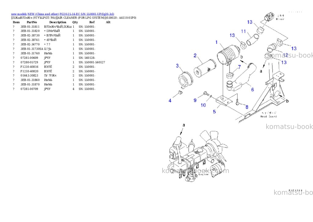 Komatsu FG20-25-14-EC S/N 550001-UP Parts catalog cover