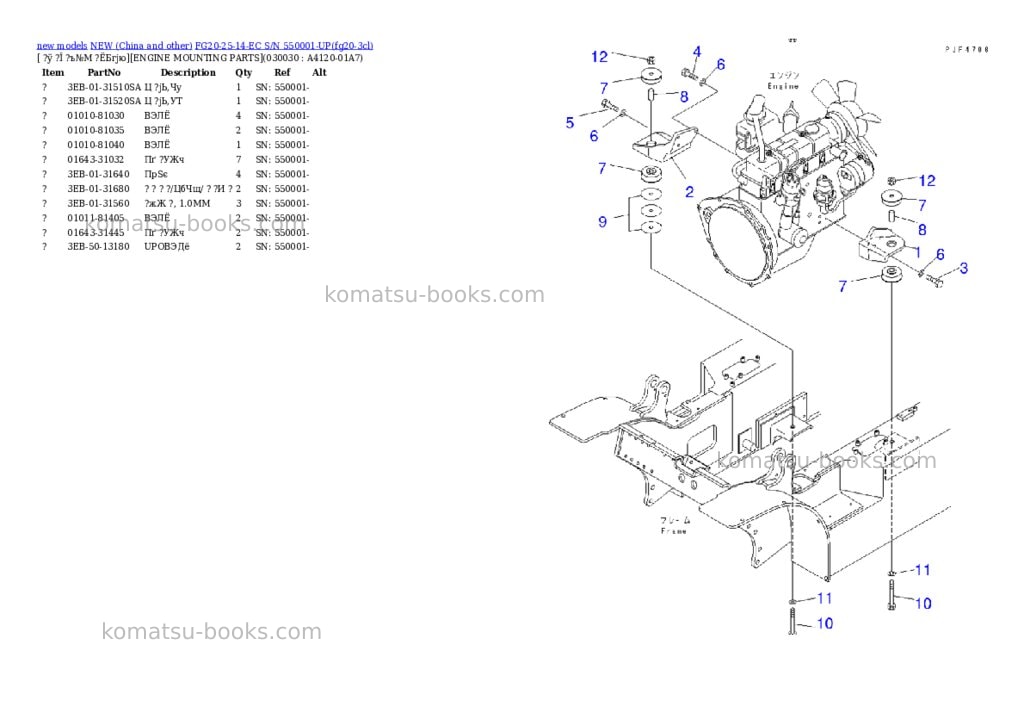 Komatsu FG20-25-14-EC S/N 550001-UP Parts catalog cover Page 2