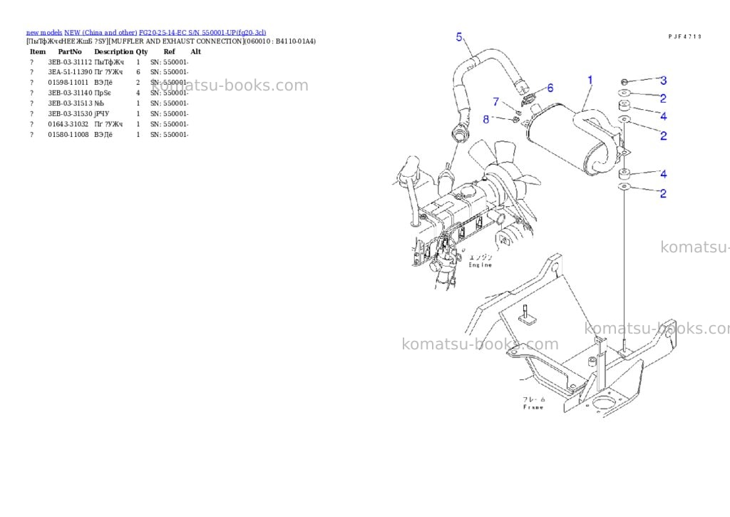 Komatsu FG20-25-14-EC S/N 550001-UP Parts catalog cover Page 4