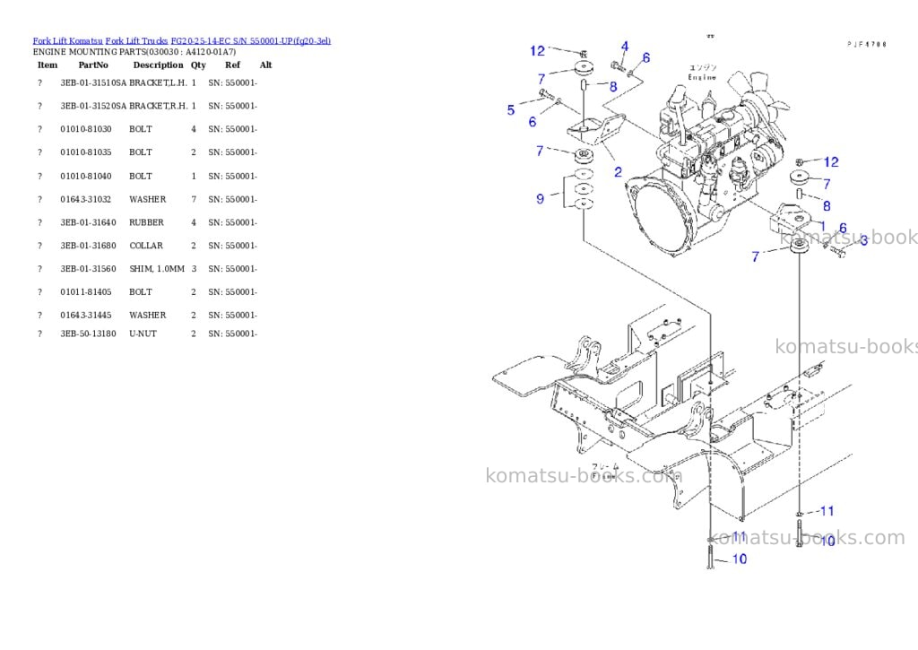 Komatsu FG20-25-14-EC S/N 550001-UP Parts catalog cover Page 2 Komatsu FG20-25-14-EC S/N 550001-UP Parts catalog cover Page 2