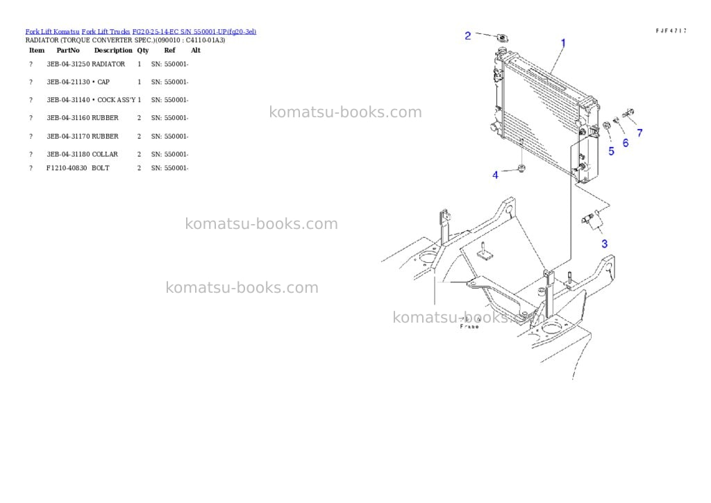 Komatsu FG20-25-14-EC S/N 550001-UP Parts catalog cover Page 8 Komatsu FG20-25-14-EC S/N 550001-UP Parts catalog cover Page 8
