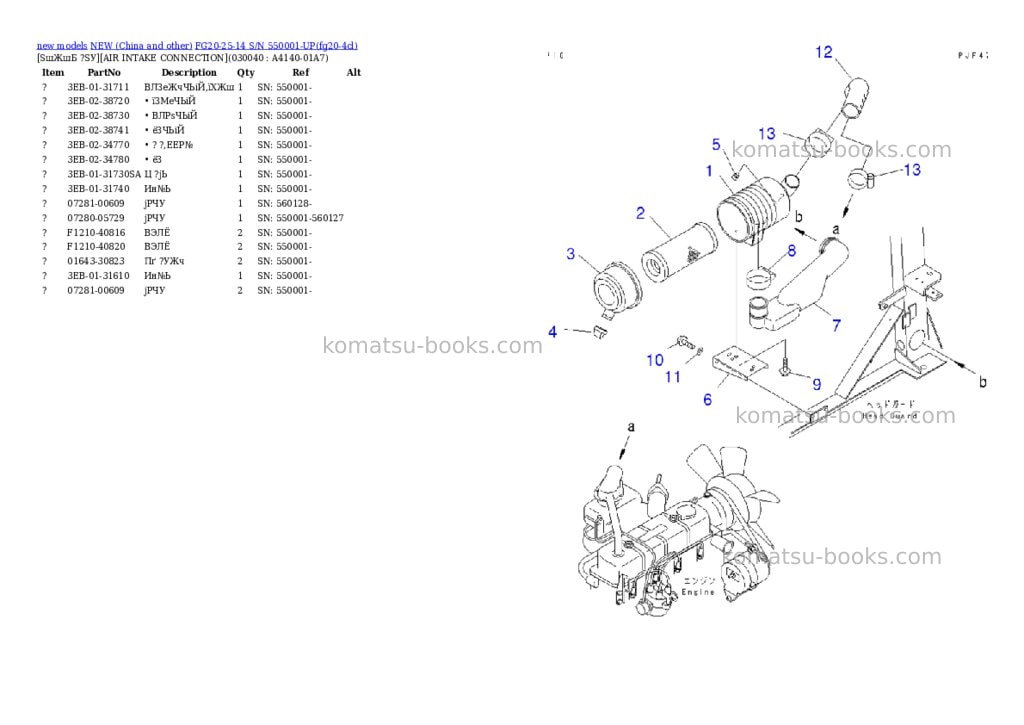Komatsu fg20-25-14 s/n 550001-up Parts catalog cover Page 3