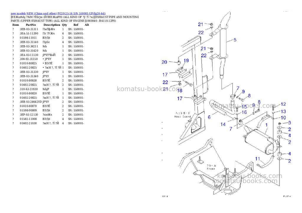 Komatsu fg20-25-14 s/n 550001-up Parts catalog cover Page 7