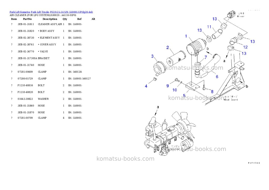 Komatsu FG20-25-14 S/N 550001-UP Parts catalog cover Komatsu FG20-25-14 S/N 550001-UP Parts catalog cover