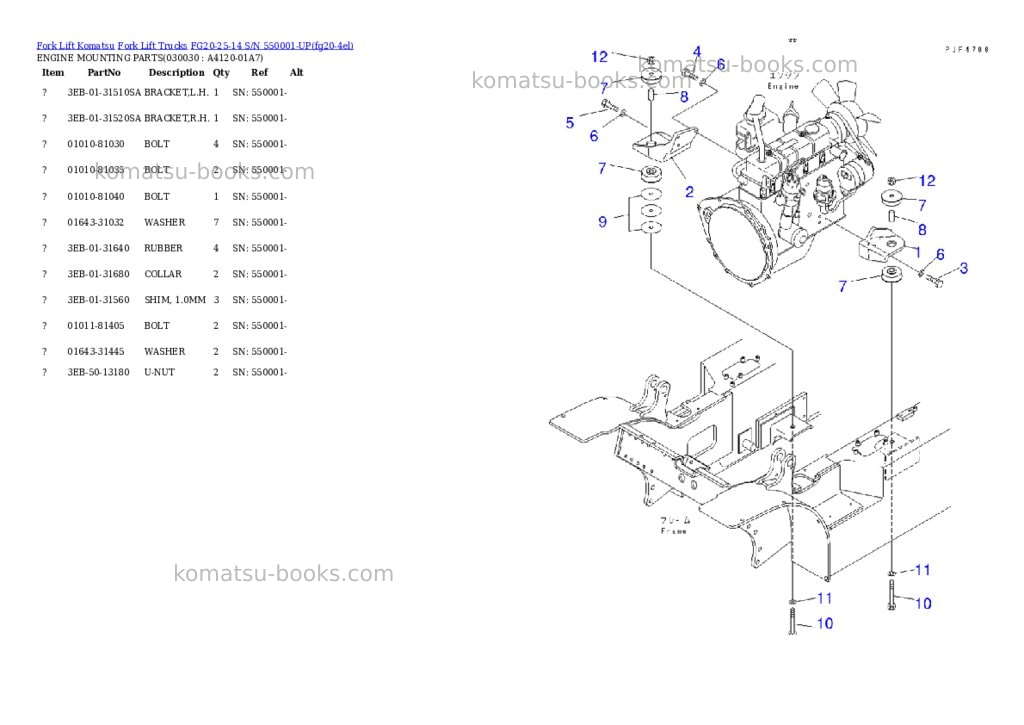 Komatsu FG20-25-14 S/N 550001-UP Parts catalog cover Page 2 Komatsu FG20-25-14 S/N 550001-UP Parts catalog cover Page 2