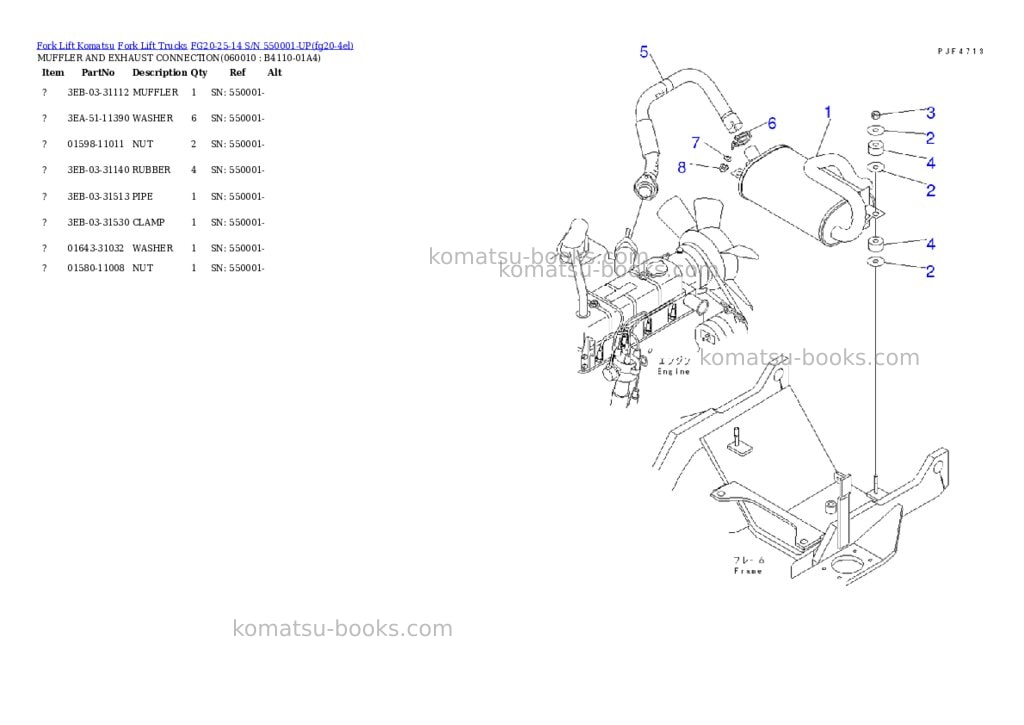 Komatsu FG20-25-14 S/N 550001-UP Parts catalog cover Page 4 Komatsu FG20-25-14 S/N 550001-UP Parts catalog cover Page 4