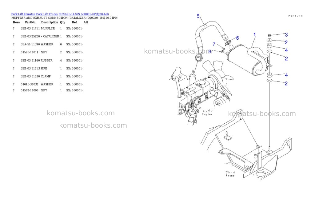 Komatsu FG20-25-14 S/N 550001-UP Parts catalog cover Page 5 Komatsu FG20-25-14 S/N 550001-UP Parts catalog cover Page 5