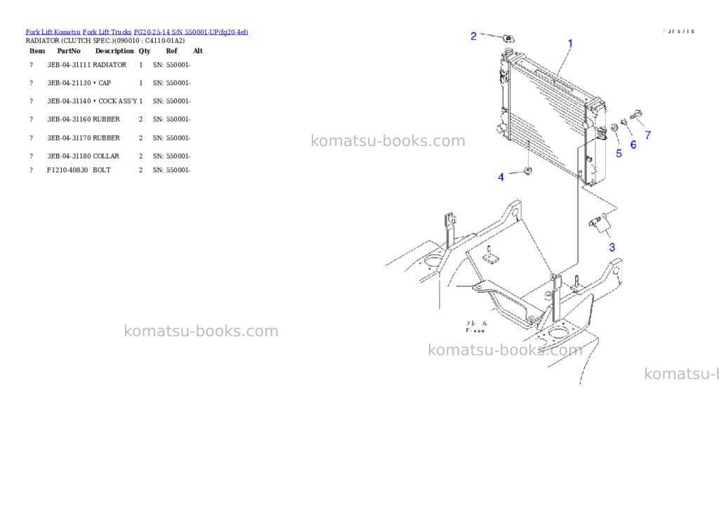 Komatsu FG20-25-14 S/N 550001-UP Parts catalog cover Page 8 Komatsu FG20-25-14 S/N 550001-UP Parts catalog cover Page 8