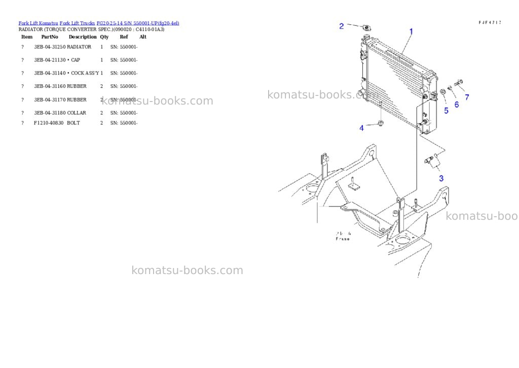 Komatsu FG20-25-14 S/N 550001-UP Parts catalog cover Page 9 Komatsu FG20-25-14 S/N 550001-UP Parts catalog cover Page 9
