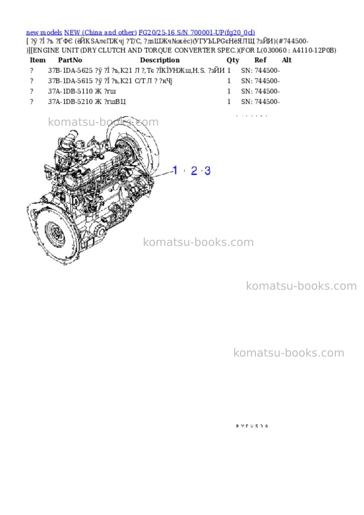 Komatsu fg20/25-16 s/n 700001-up Parts catalog cover Page 5