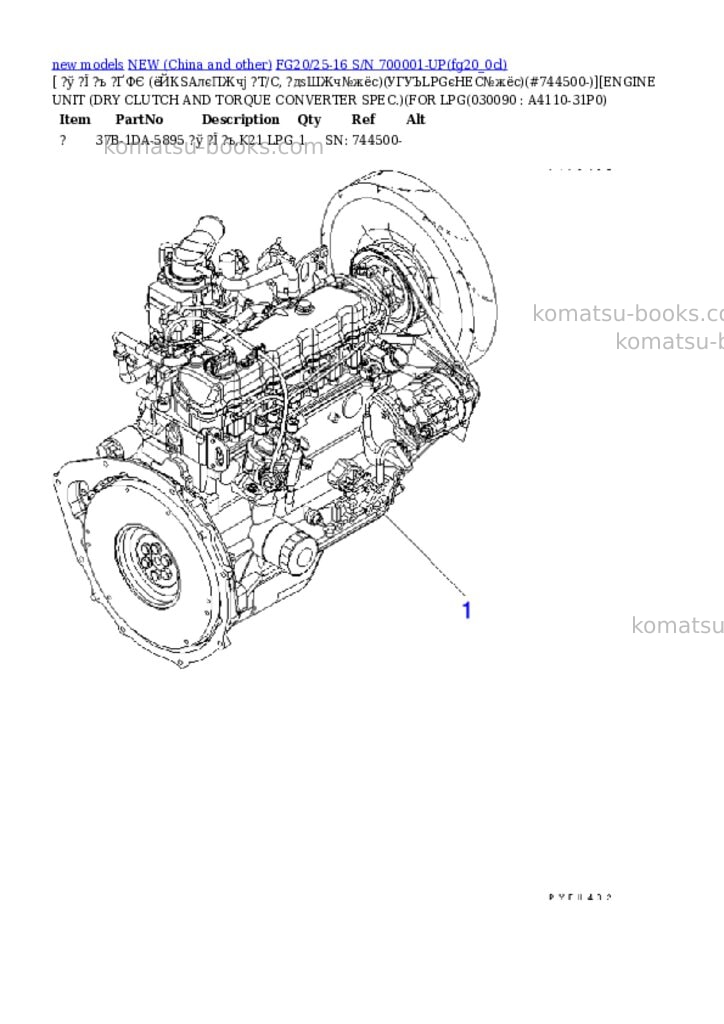 Komatsu fg20/25-16 s/n 700001-up Parts catalog cover Page 8