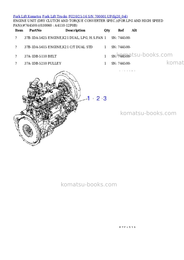 Komatsu FG20/25-16 S/N 700001-UP Parts catalog cover Page 5
