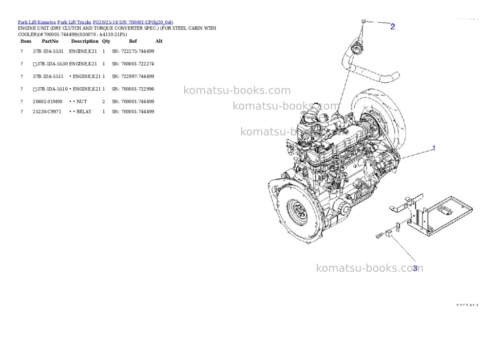 Komatsu FG20/25-16 S/N 700001-UP Parts catalog cover Page 6