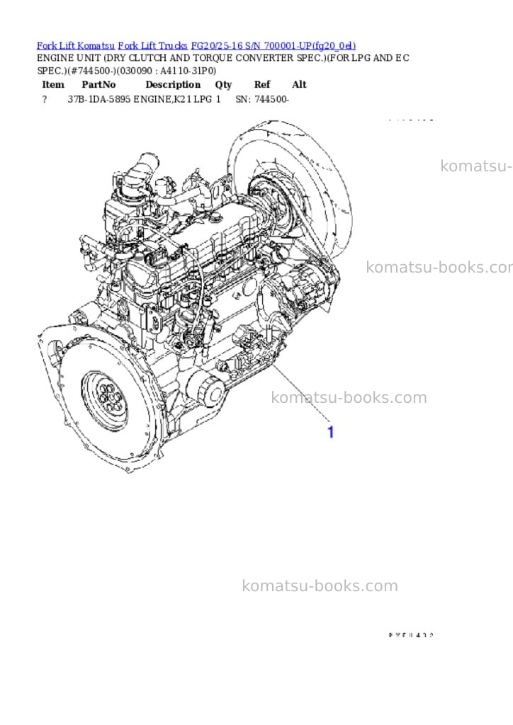 Komatsu FG20/25-16 S/N 700001-UP Parts catalog cover Page 8