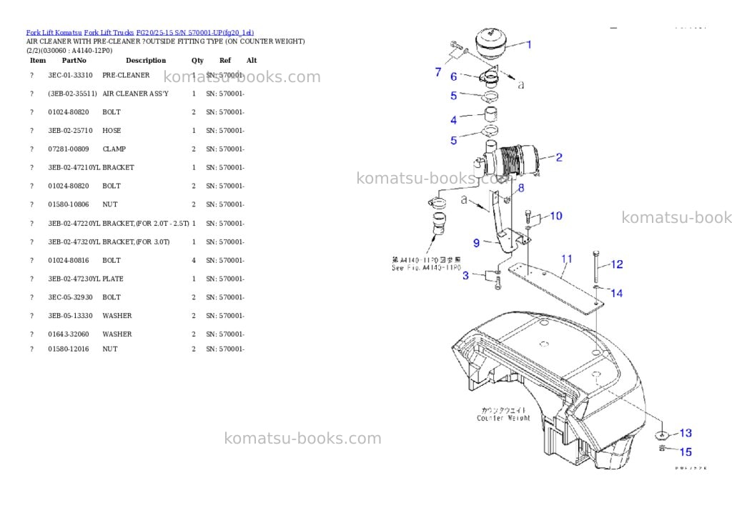 Komatsu fg20/25-15 s/n 570001-up Parts catalog cover Page 5