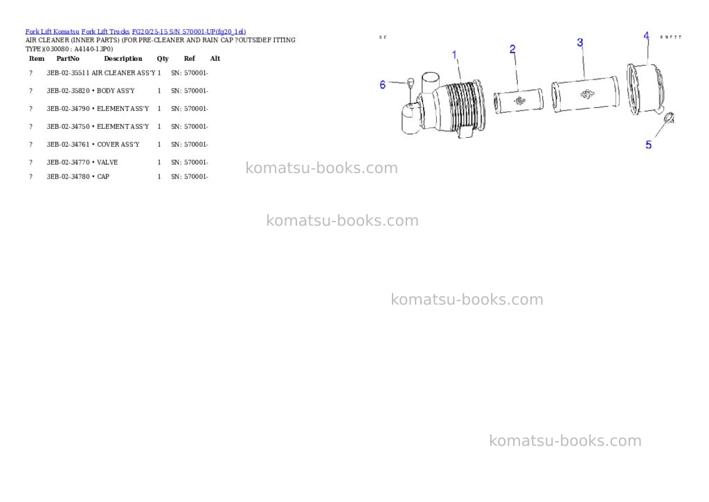 Komatsu fg20/25-15 s/n 570001-up Parts catalog cover Page 7