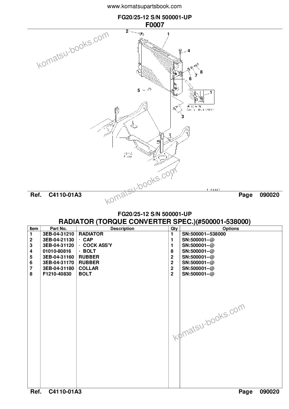 Komatsu fg20l/25l-12 s/n 500001-up كتالوج قطع الغلاف صفحة 10