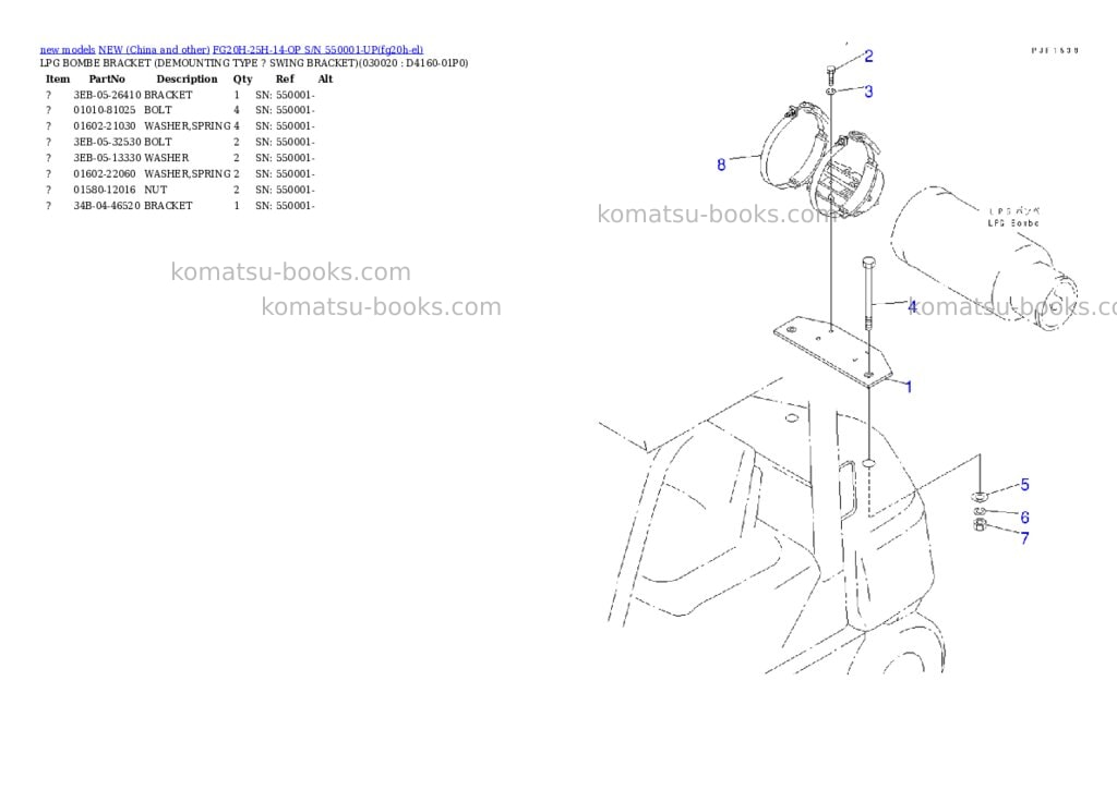 Komatsu fg20h-25h-14-op s/n 550001-up Parts catalog cover Komatsu fg20h-25h-14-op s/n 550001-up Parts catalog cover