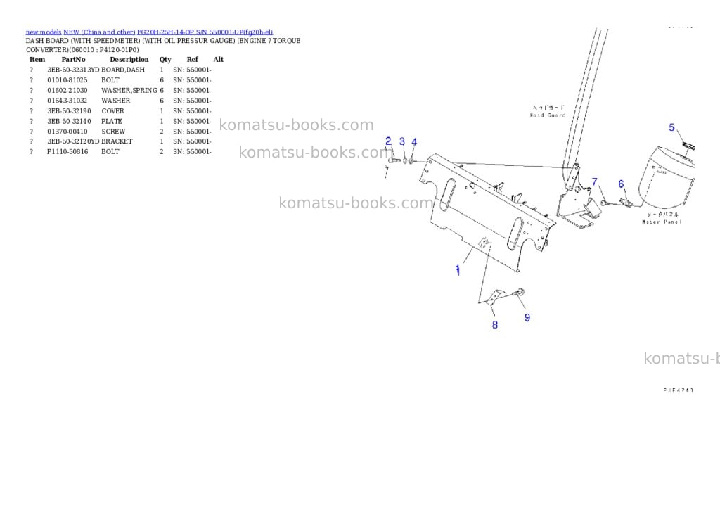 Komatsu fg20h-25h-14-op s/n 550001-up Parts catalog cover Page 3 Komatsu fg20h-25h-14-op s/n 550001-up Parts catalog cover Page 3