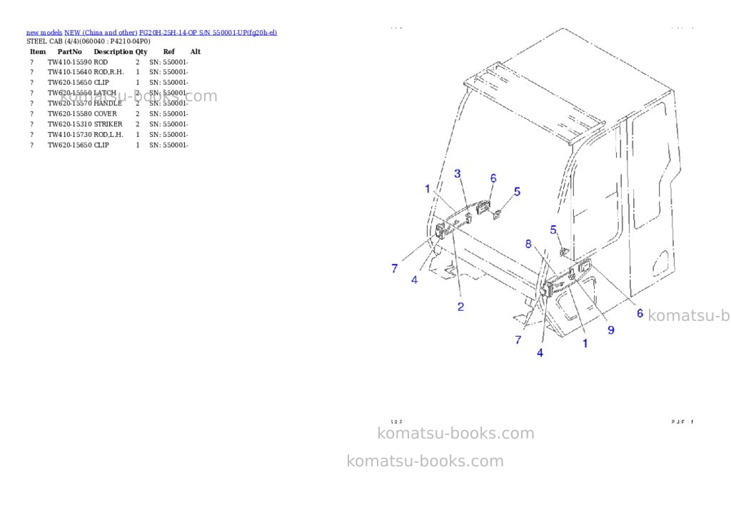 Komatsu fg20h-25h-14-op s/n 550001-up Parts catalog cover Page 6 Komatsu fg20h-25h-14-op s/n 550001-up Parts catalog cover Page 6