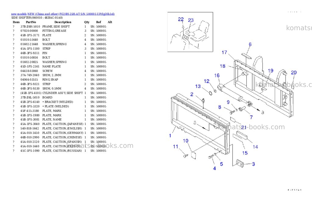 Komatsu fg20h-25h-at s/n 500001-up Parts catalog cover Page 3