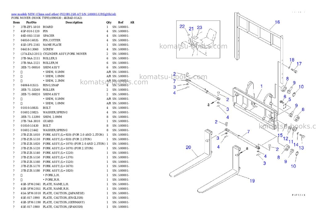 Komatsu fg20h-25h-at s/n 500001-up Parts catalog cover Page 8