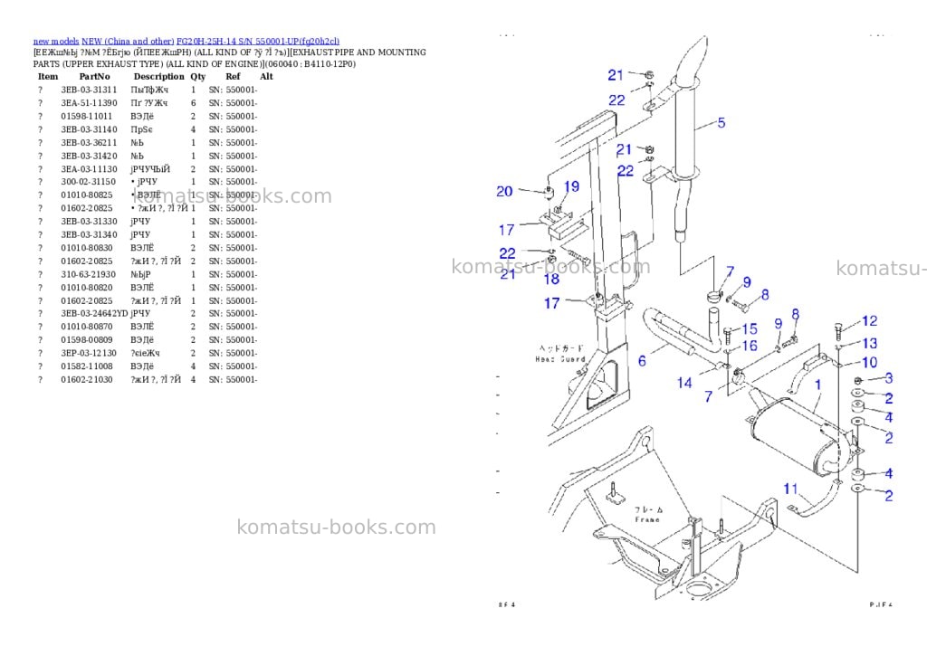 Komatsu fg20h-25h-14 s/n 550001-up Parts catalog cover Page 7