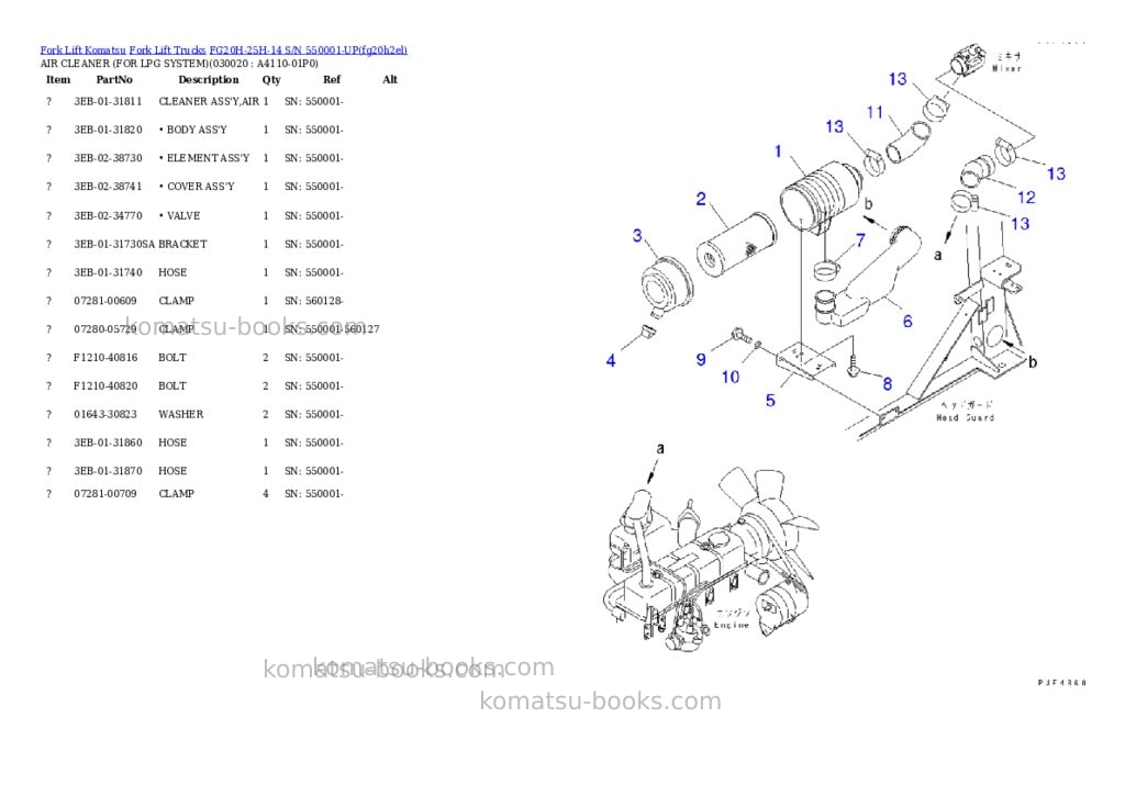 Komatsu FG20H-25H-14 S/N 550001-UP Parts catalog cover