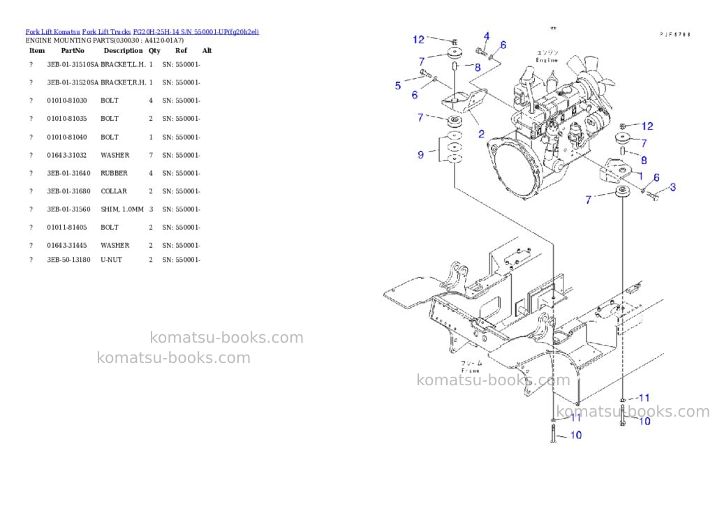 Komatsu FG20H-25H-14 S/N 550001-UP Parts catalog cover Page 2