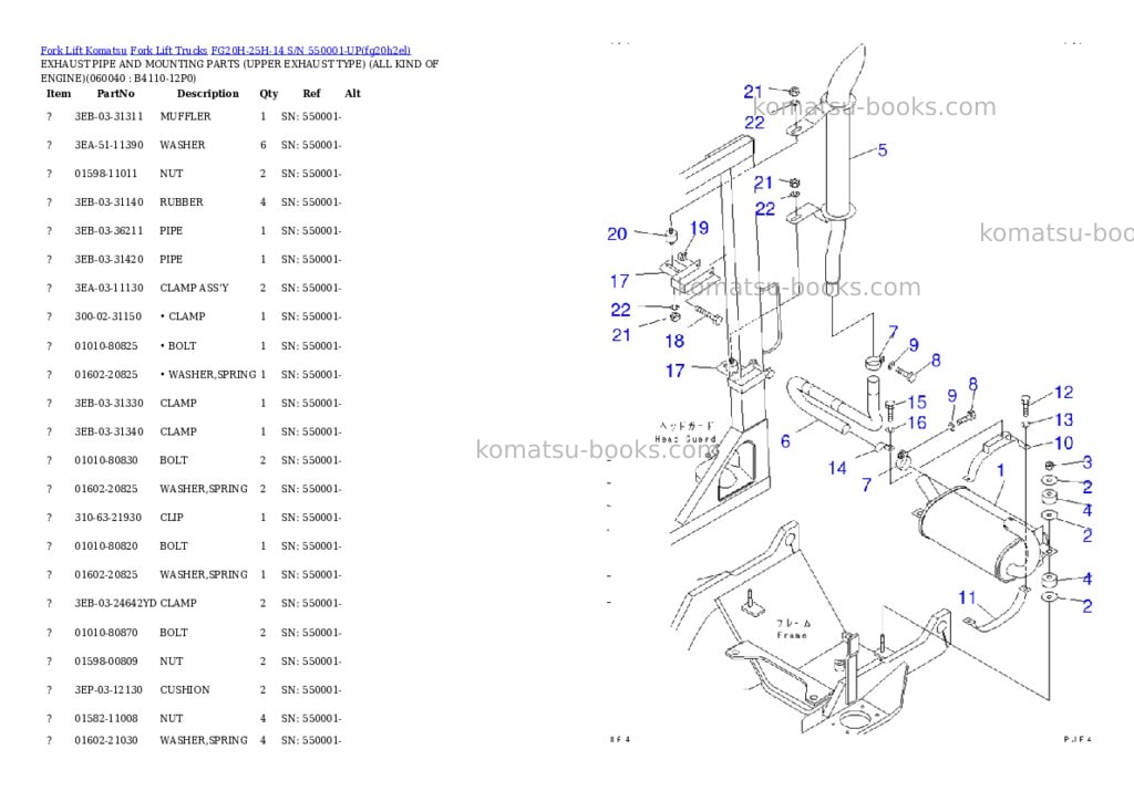 Komatsu FG20H-25H-14 S/N 550001-UP Parts catalog cover Page 7