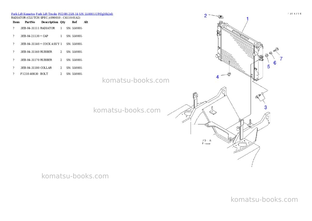Komatsu FG20H-25H-14 S/N 550001-UP Parts catalog cover Page 8