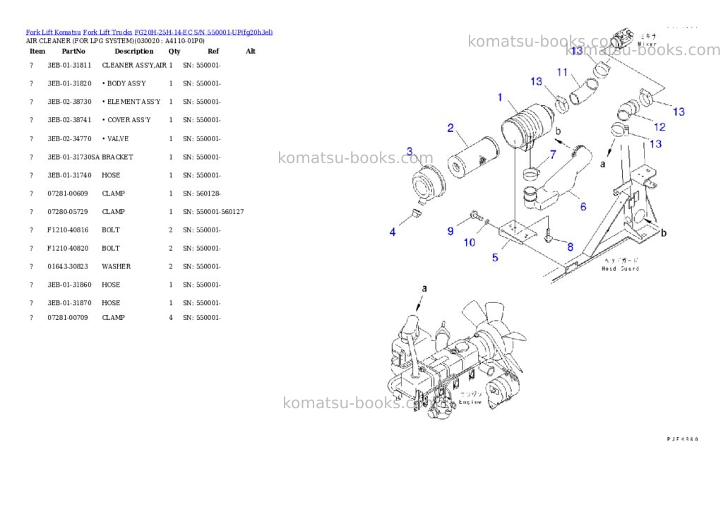 Komatsu fg20h-25h-14-ec s/n 550001-up Parts catalog cover