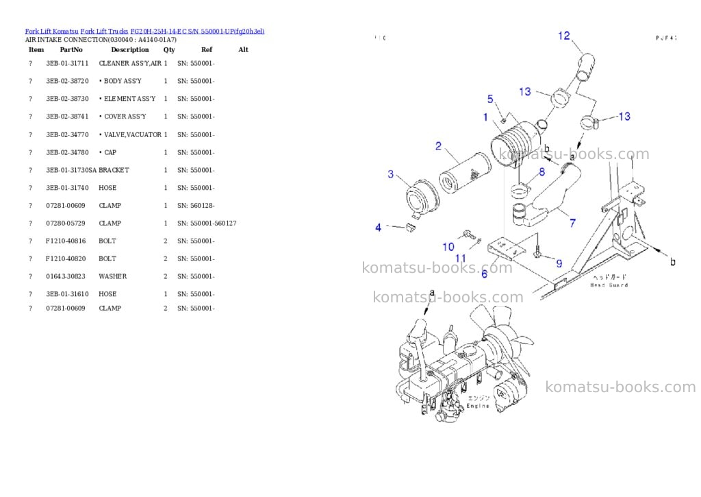 Komatsu fg20h-25h-14-ec s/n 550001-up Parts catalog cover Page 3