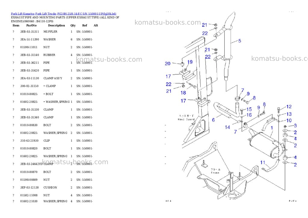 Komatsu fg20h-25h-14-ec s/n 550001-up Parts catalog cover Page 7