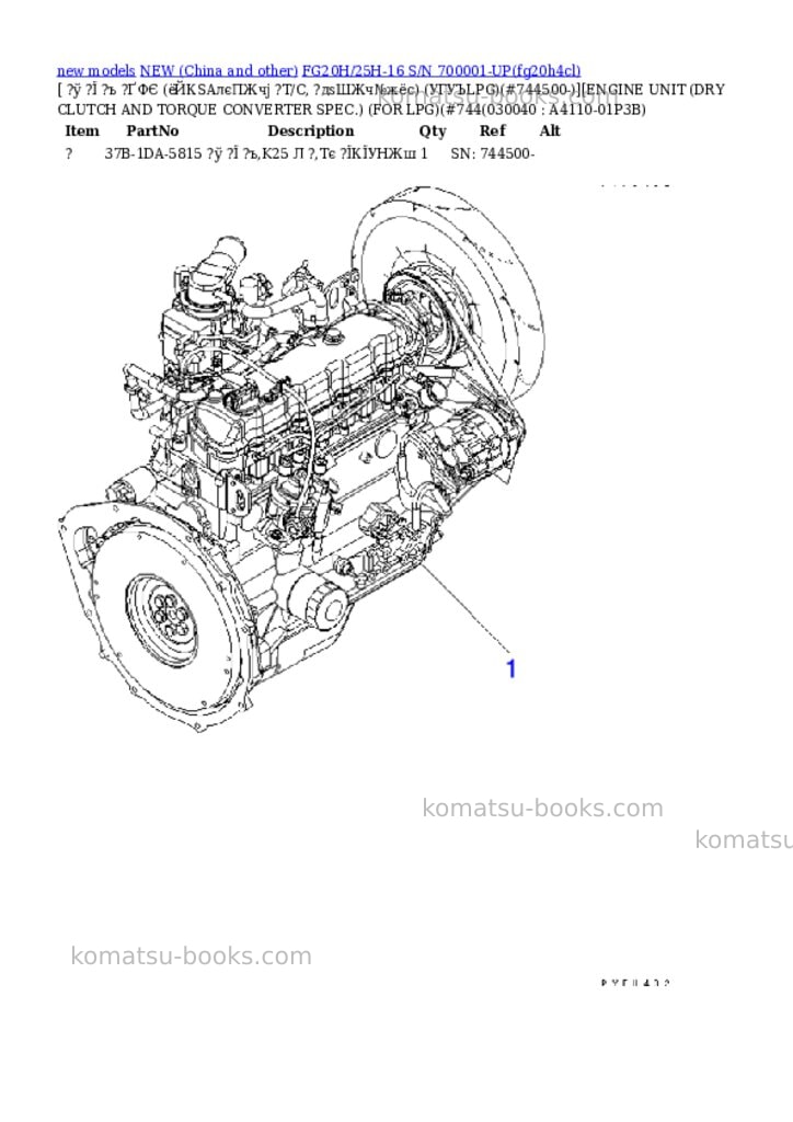 Komatsu fg20h/25h-16 s/n 700001-up Parts catalog cover Page 3